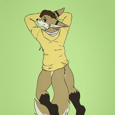 Kobaj wearing nothing but a hoodie, in color.