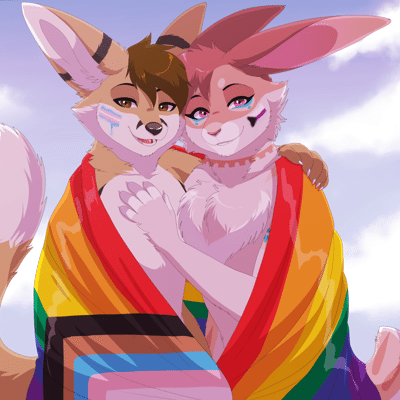 Kobaj and Woofy show off their pride.