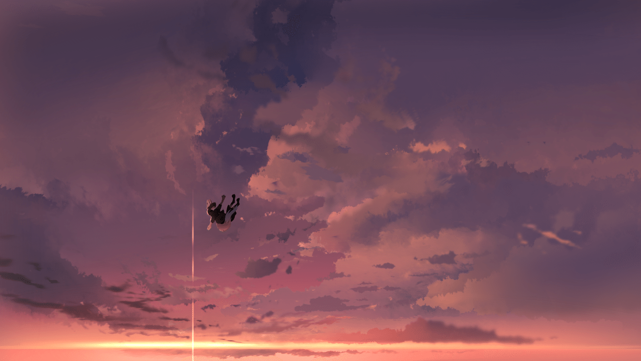 Kobaj falling from somewhere very high up.