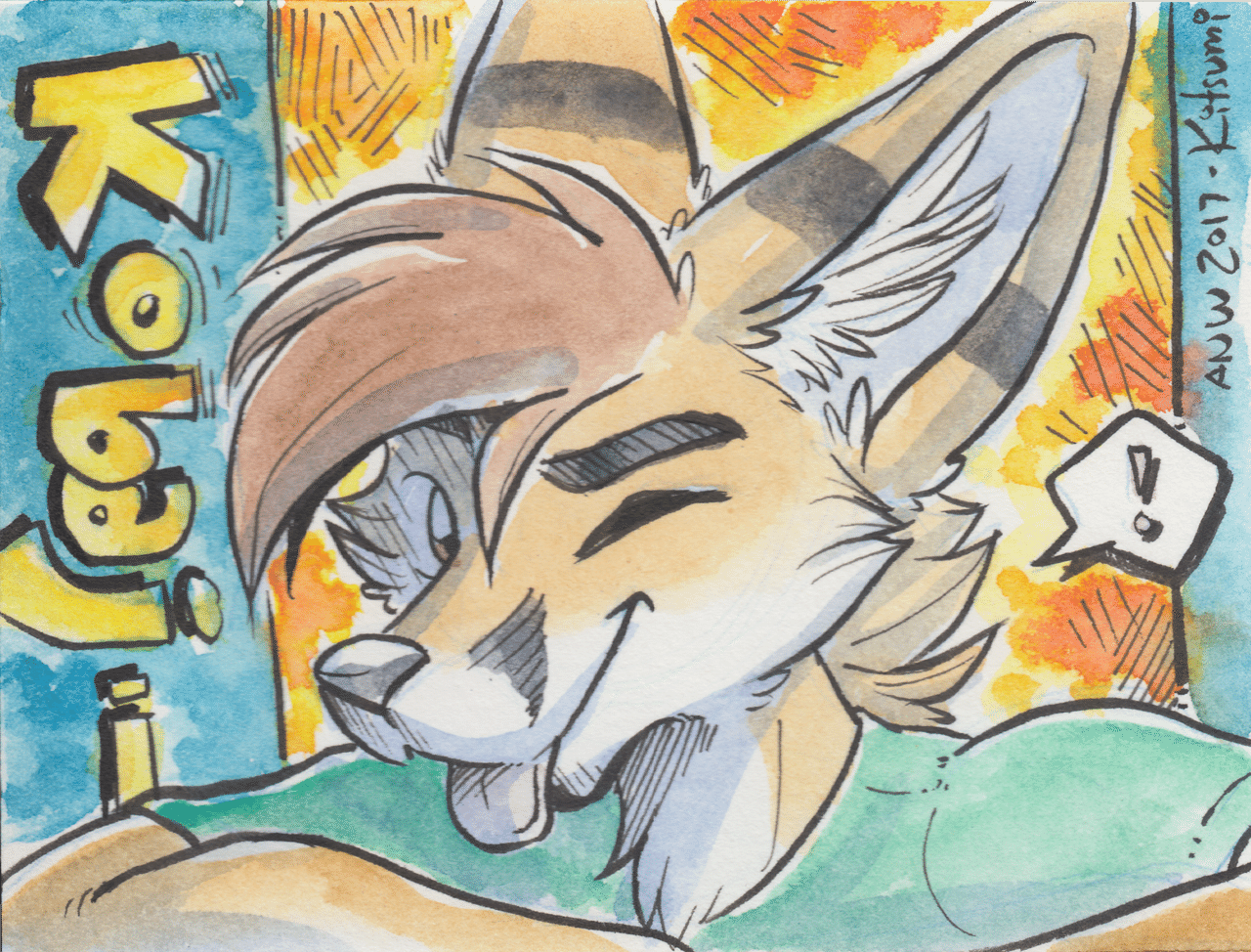 Kobaj sticking out his tongue and giving a big wink.