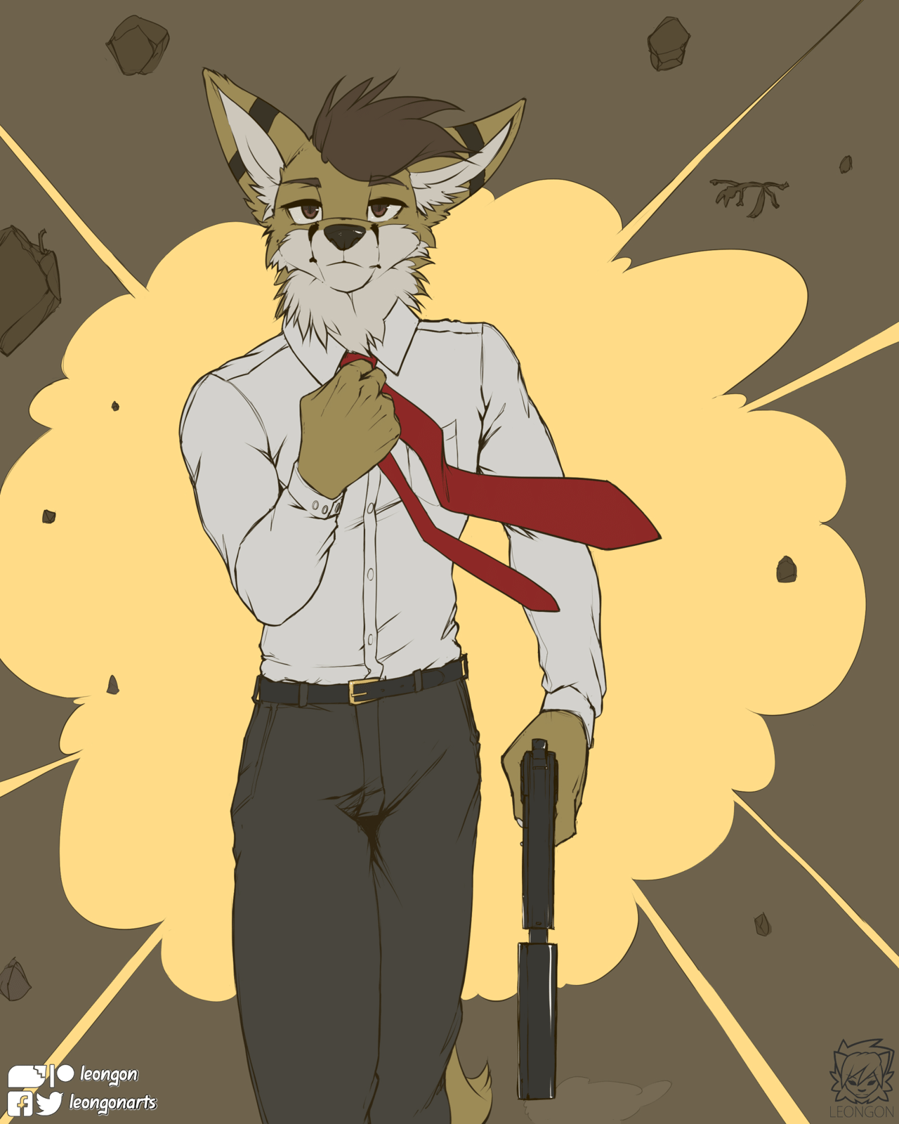 Just a cool fennec walking away from an explosion.