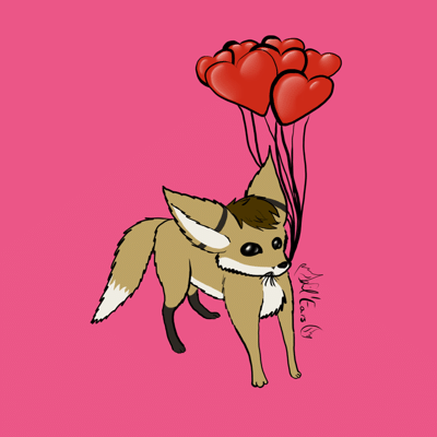 Kobaj holding some balloons.