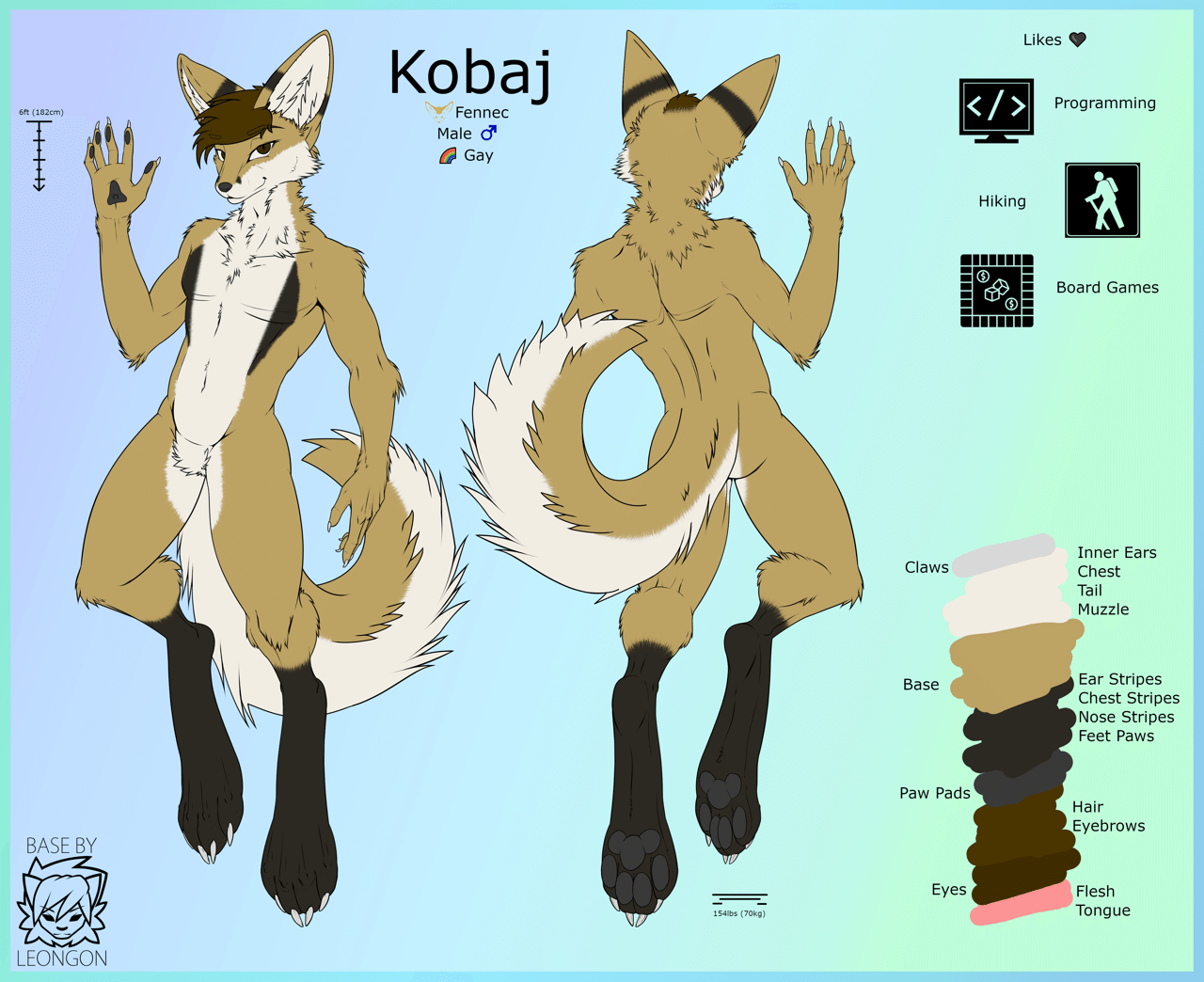 Fuskie reference of Kobaj showing off his markings and attributes.